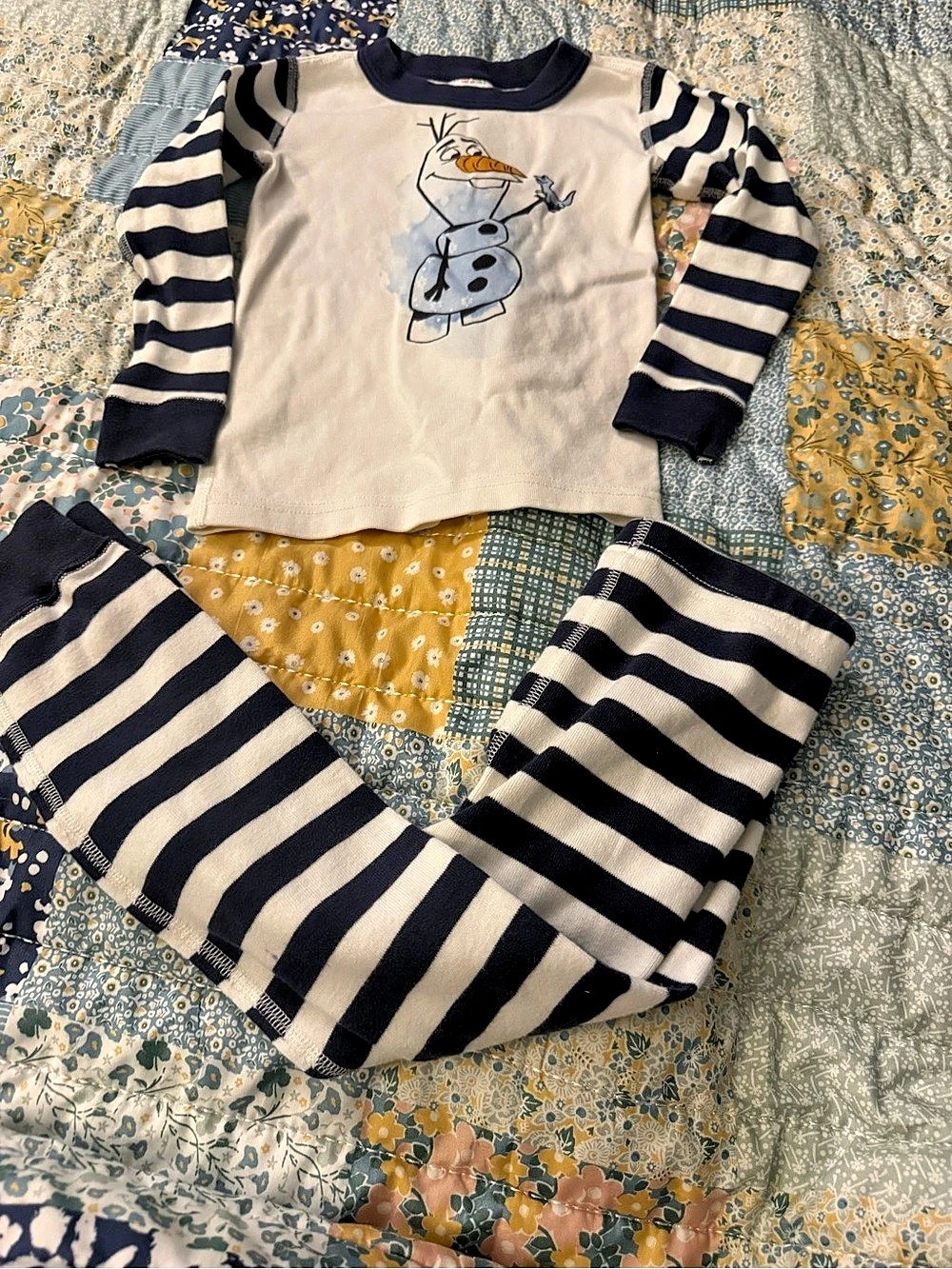 Disney Frozen Hanna Anderson II Collection Anna & Elsa Pajama Set Blue & White G